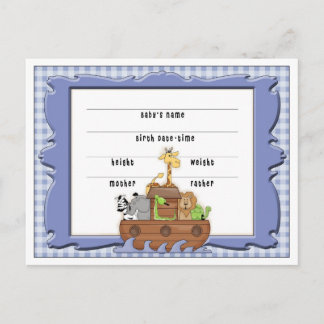 Noahs Ark Baby Aankondiging postkaarten