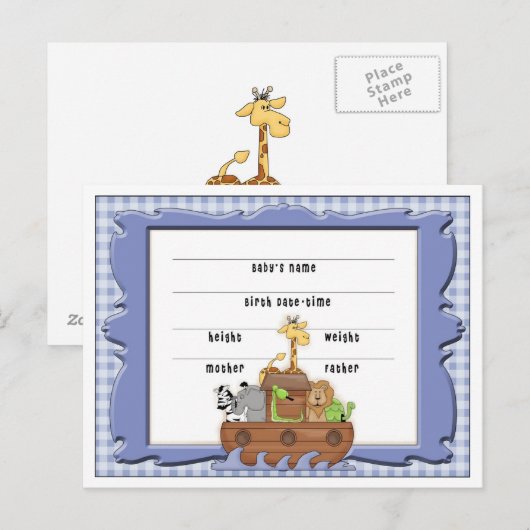 Noahs Ark Baby Aankondiging postkaarten (Voorkant / Achterkant)