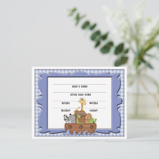 Noahs Ark Baby Aankondiging postkaarten (Staand voorkant)