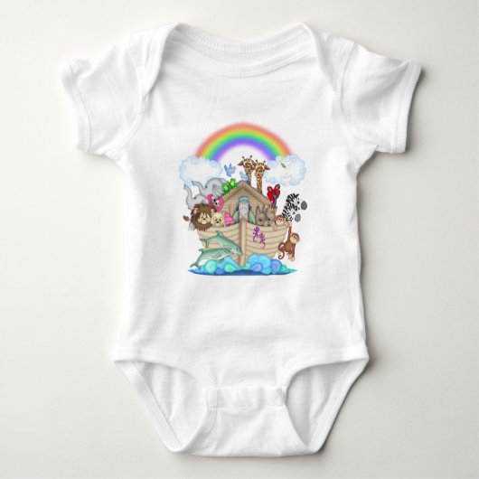 Noah's Ark Baby animals romper unisex (Voorkant)