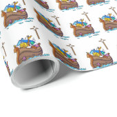  Noah's Ark Baby Baptism, Boy Blue Cadeaupapier (Rol Hoek)
