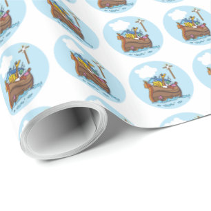  Noah's Ark Baby Baptism, Boy Blue Cadeaupapier