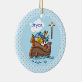 Noah's Ark Baby Baptism, Boy Blue Keramisch Ornament (Rechts)
