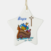  Noah's Ark Baby Baptism, Boy Blue Keramisch Ornament (Rechts)