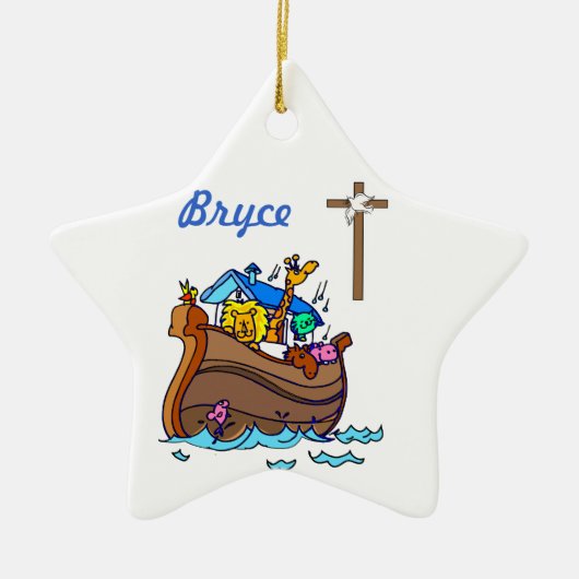  Noah's Ark Baby Baptism, Boy Blue Keramisch Ornament (Voorkant)