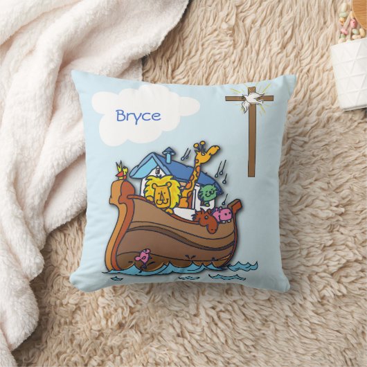  Noah's Ark Baby Baptism, Boy Blue Kussen (Deken)