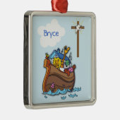  Noah's Ark Baby Baptism, Boy Blue Metalen Ornament (Rechts)