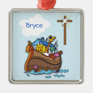  Noah's Ark Baby Baptism, Boy Blue Metalen Ornament