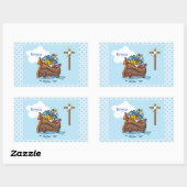  Noah's Ark Baby Baptism, Boy Blue Rechthoekige Sticker (Vel)