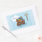  Noah's Ark Baby Baptism, Boy Blue Rechthoekige Sticker (Envelop)