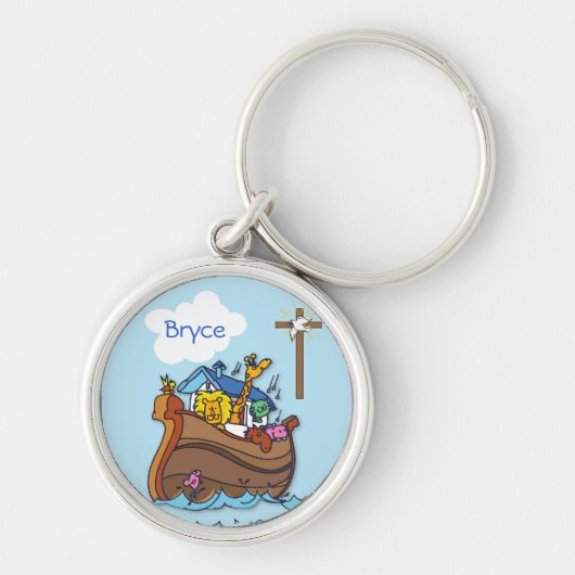 Noah's Ark Baby Baptism, Boy Blue Sleutelhanger (Voorkant)