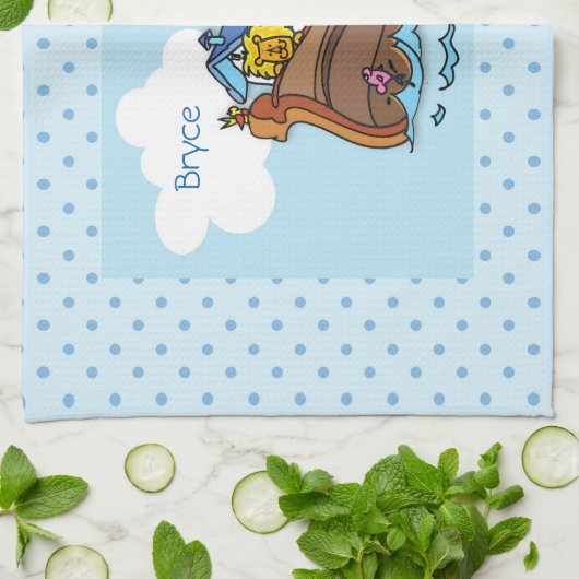  Noah's Ark Baby Baptism, Boy Blue Theedoek (Gevouwen)