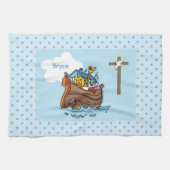  Noah's Ark Baby Baptism, Boy Blue Theedoek (Horizontaal)