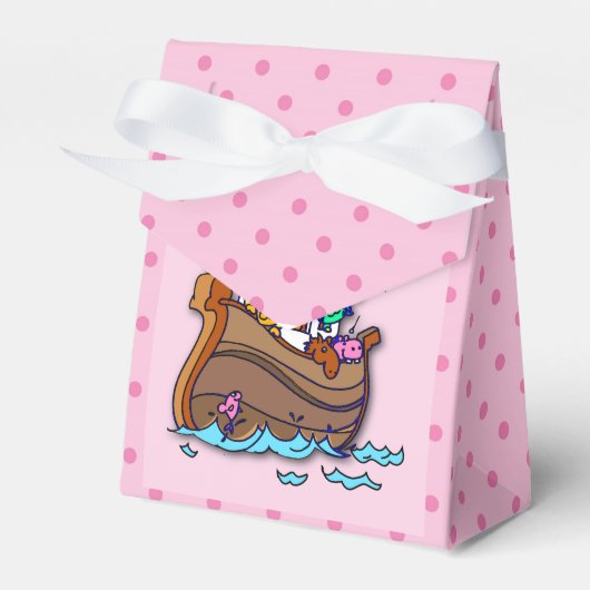  Noah's Ark Baby Baptisme, Girl Pink Bedankdoosjes (Voorkant Zijde)
