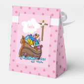  Noah's Ark Baby Baptisme, Girl Pink Bedankdoosjes (Achterkant)