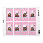  Noah's Ark Baby Baptisme, Girl Pink Etiket (Full Sheet)