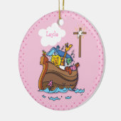Noah's Ark Baby Baptisme, Girl Pink Keramisch Ornament (Links)