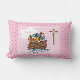  Noah's Ark Baby Baptisme, Girl Pink Kussen