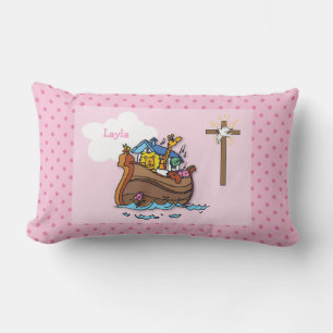 Noah's Ark Baby Baptisme, Girl Pink Kussen