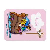 Noah's Ark Baby Baptisme, Girl Pink Magneet (Horizontaal)