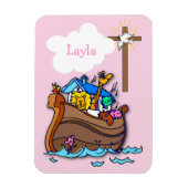 Noah's Ark Baby Baptisme, Girl Pink Magneet (Verticaal)