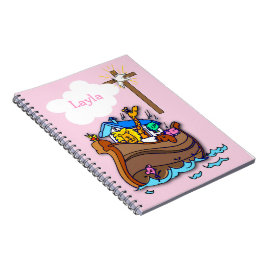  Noah's Ark Baby Baptisme, Girl Pink Notitieboek