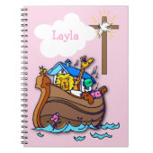  Noah's Ark Baby Baptisme, Girl Pink Notitieboek (Voorkant)