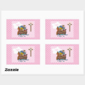  Noah's Ark Baby Baptisme, Girl Pink Rechthoekige Sticker (Vel)