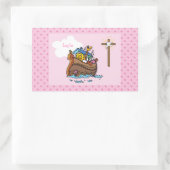  Noah's Ark Baby Baptisme, Girl Pink Rechthoekige Sticker (Tas)