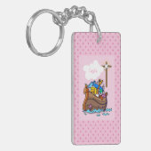 Noah's Ark Baby Baptisme, Girl Pink Sleutelhanger (Voorkant Links)