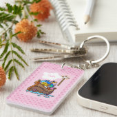 Noah's Ark Baby Baptisme, Girl Pink Sleutelhanger (Voorkant Rechts)