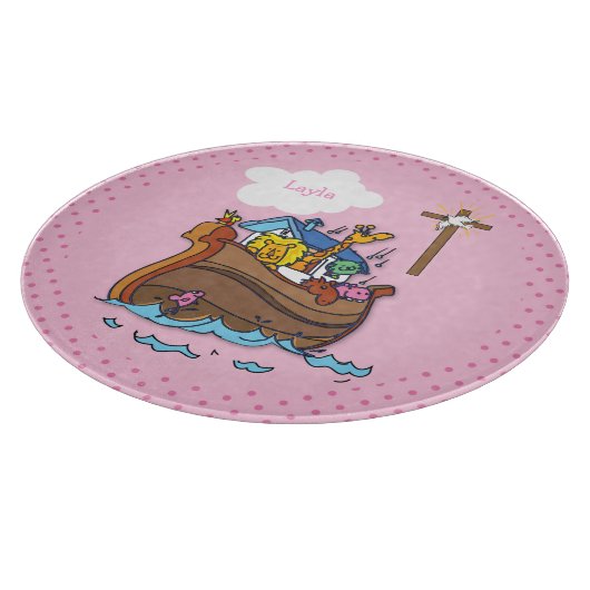  Noah's Ark Baby Baptisme, Girl Pink Snijplank (Hoek)