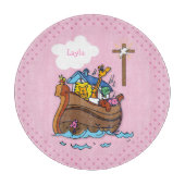  Noah's Ark Baby Baptisme, Girl Pink Snijplank (Voorkant)