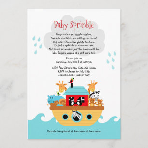 Noah's Ark Baby besprenkel uitnodiging, baby showe Kaart