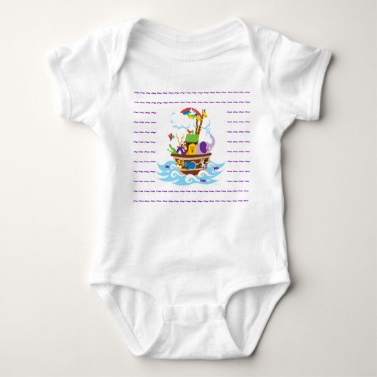 Noah's Ark Baby Creeper, White Romper (Voorkant)