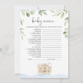 Noah's Ark Baby shower Baby Babble Spel Kaart (Voorkant)