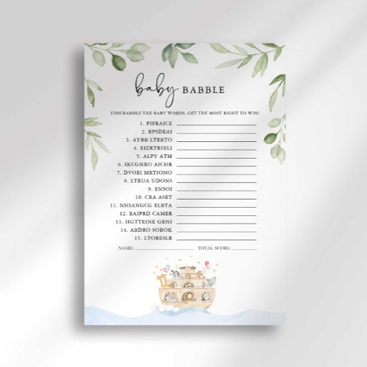Noah's Ark Baby shower Baby Babble Spel Kaart