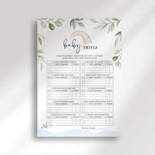 Noah's Ark Baby shower Baby Trivia Spel Kaart