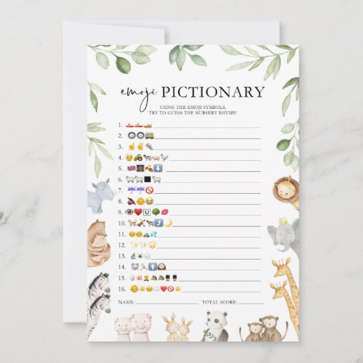 Noah's Ark Baby shower Emoji Game Kaart (Voorkant)