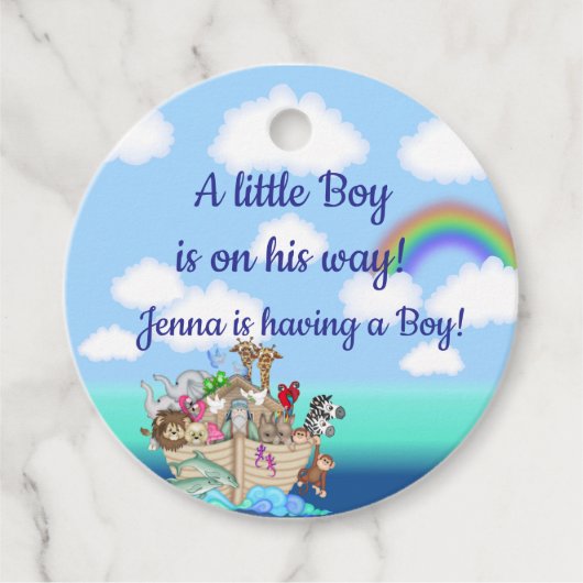 Noah's Ark Baby shower Favoriet Bedankjes Labels (Voorkant)
