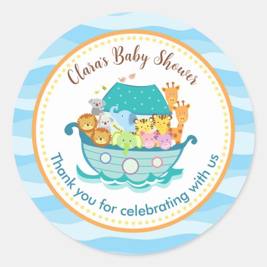 Noah's Ark Baby shower Gepersonaliseerd Stickers (Voorkant)