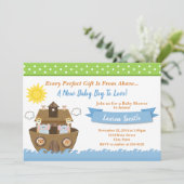 Noah's Ark Baby shower Invitation Boy Baby shower Kaart (Staand voorkant)