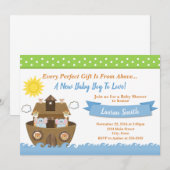 Noah's Ark Baby shower Invitation Boy Baby shower Kaart (Voorkant / Achterkant)