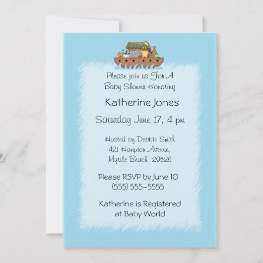 Noah's Ark Baby shower Invitation. Kaart (Voorkant)