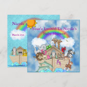 Noahs Ark Baby shower Invitation Rainbow & Clouds Kaart (Voorkant / Achterkant)