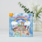 Noahs Ark Baby shower Invitation Rainbow & Clouds Kaart (Staand voorkant)
