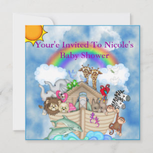 Noahs Ark Baby shower Invitation Rainbow & Clouds Kaart