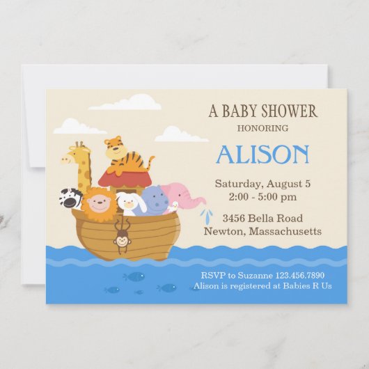 Noah's Ark Baby shower Invite Kaart (Voorkant)