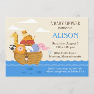 Noah's Ark Baby shower Invite Kaart