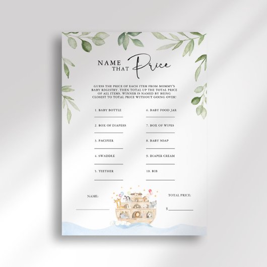 Noah's Ark Baby shower Prijs Spel Kaart